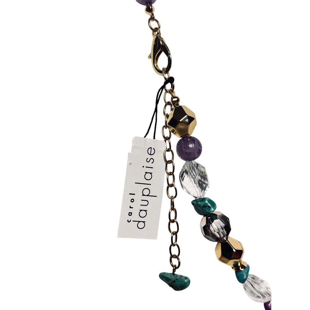 Carol Dauplaise Chunky Bead Necklace W/Turquoise Purple And Gold Accents (6301) - Picture 5 of 8